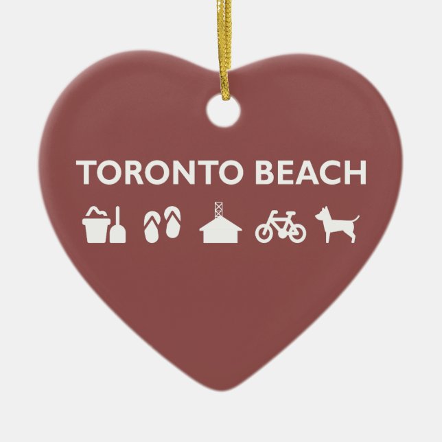Toronto Beach Icons Monotone Mörk Julgransprydnad Keramik (Framsidan)