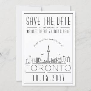 Toronto Bröllop Stilisad Stadssiluett Spara Datume Inbjudningar