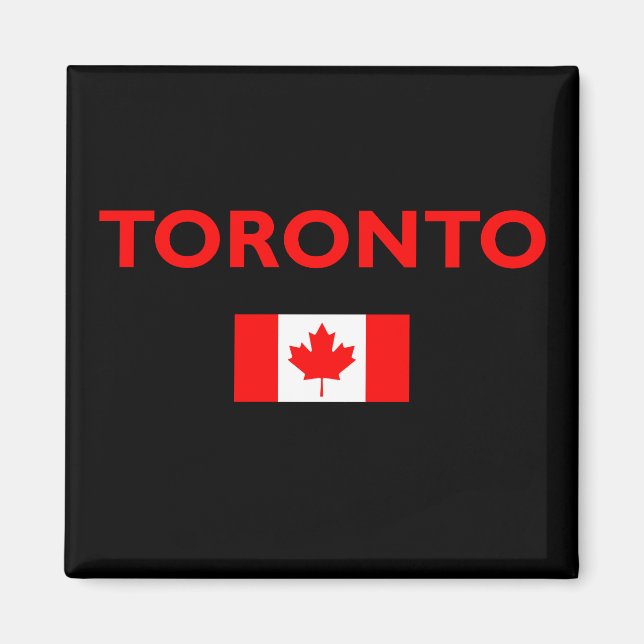Toronto Canada Canadian Flagga Mörk Färg Magnet (Framsidan)