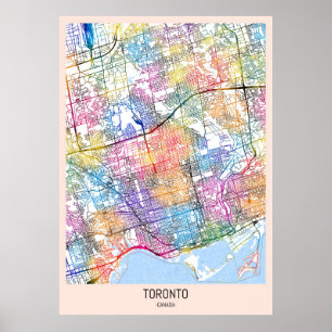 Toronto Canada City Karta Poster
