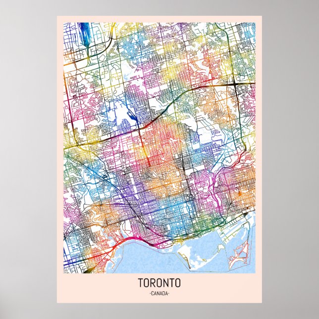 Toronto Canada City Karta Poster (Framsidan)