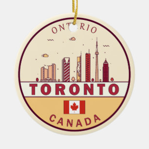 Toronto Canada City Skyline Emblem Julgransprydnad Keramik