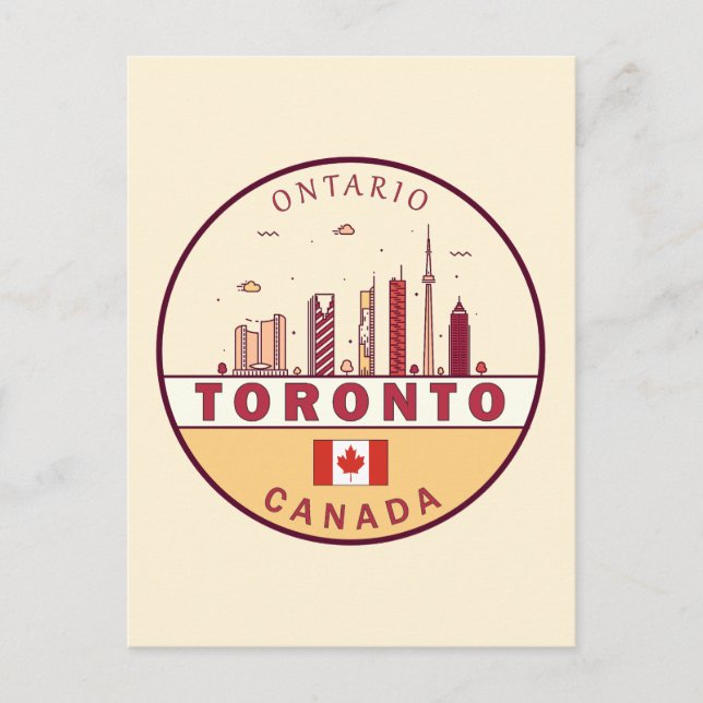 Toronto Canada City Skyline Emblem Vykort (Framsida)