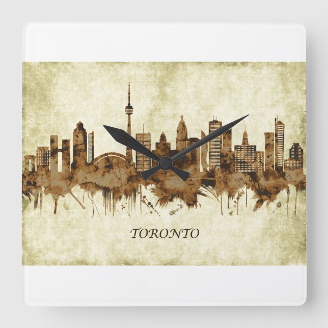 Toronto Canada Cityscape Fyrkantig Klocka (Framsida)