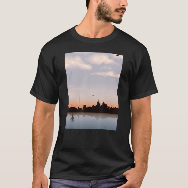 Toronto Canada Cityscape Skyline Travel Tourism So T Shirt (Framsida)