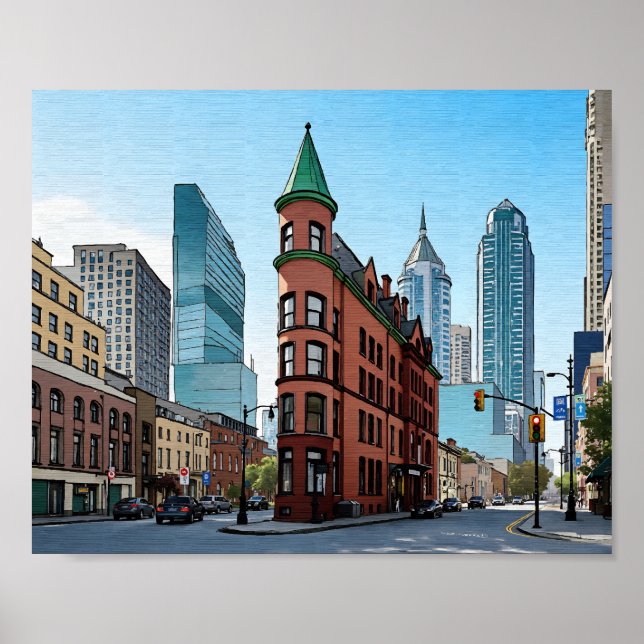 Toronto Canada Gooderham Byggnad Watercolor Poster (Framsidan)