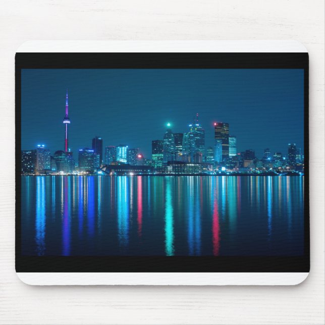 Toronto Canada Nightime Skyline över Vatten Färgad Musmatta (Framsidan)