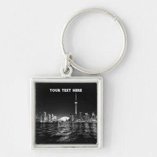 Toronto Canada Ontario Black White Vintage Fyrkantig Silverfärgad Nyckelring
