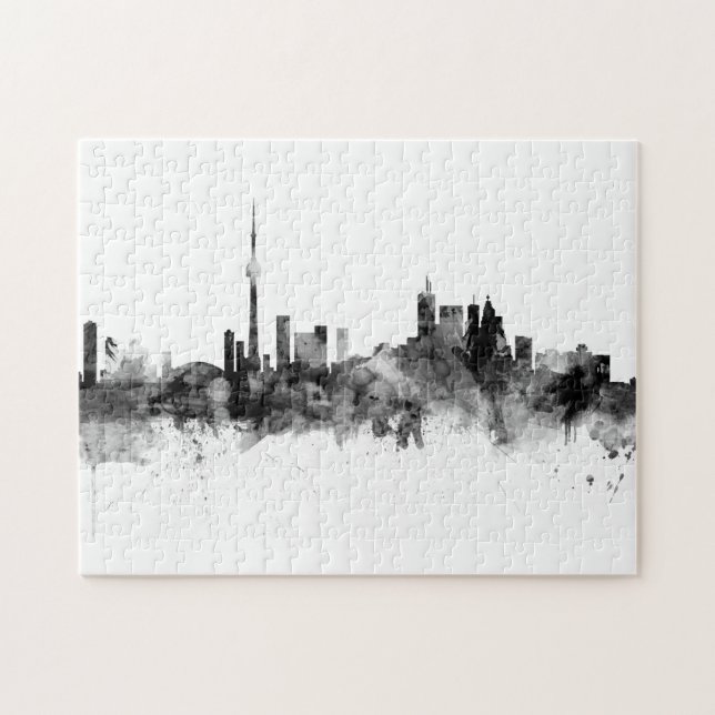 Toronto Canada Skyline Black White Pussel (Horisontell)