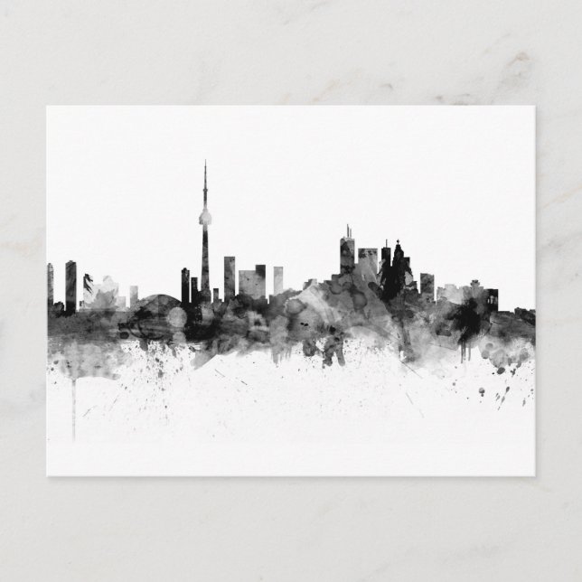 Toronto Canada Skyline Black White Vykort (Framsida)