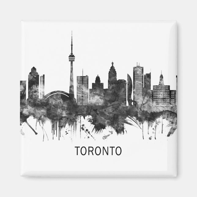 Toronto Canada Skyline BW Magnet (Framsidan)