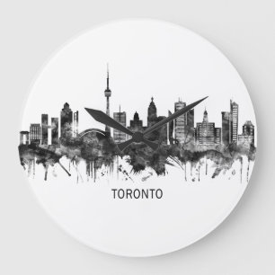 Toronto Canada Skyline BW Stor Klocka