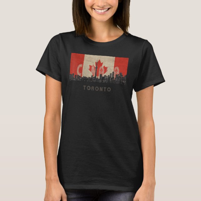 Toronto canada Skyline Vacation Souvenir City flag T Shirt (Framsida)