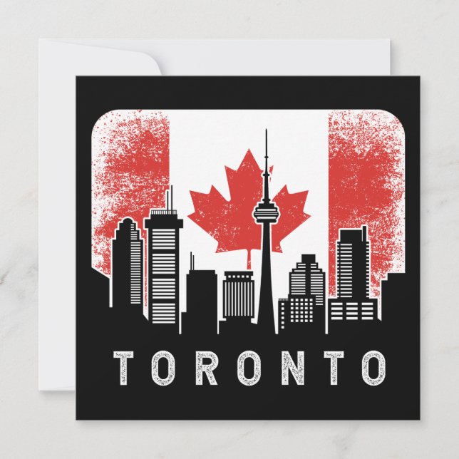 Toronto Canada Skyline Vintage Flagga Kort (Framsida)