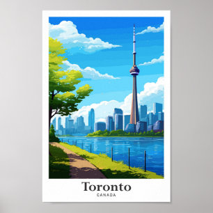 Toronto Canada Travel Vintage Illustration Poster