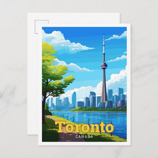 Toronto Canada Travel Vintage Illustration Vykort (Fram/baksida)