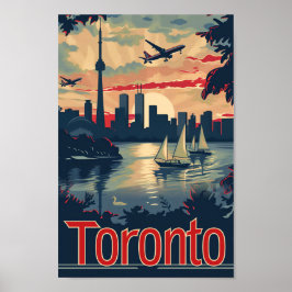 Toronto Canada Vintage Retro Travel Illustration Poster