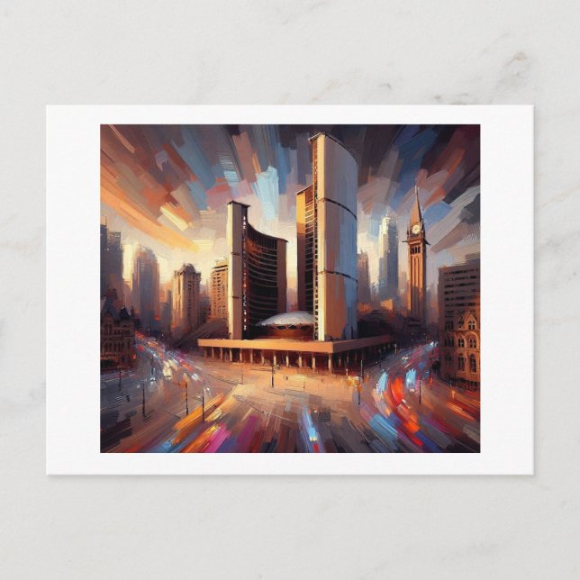 Toronto City Hall på natten, Vykort (Framsida)