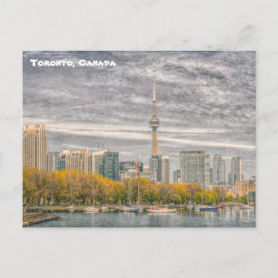 Toronto City Skyline, CN Torn, Kanada, vykort