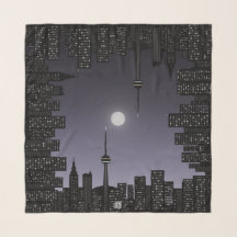 Toronto City Skyline Fullmåne Lila Natt Himmel