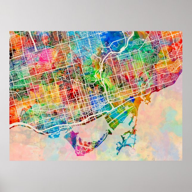 Toronto City Street Karta Poster (Framsidan)