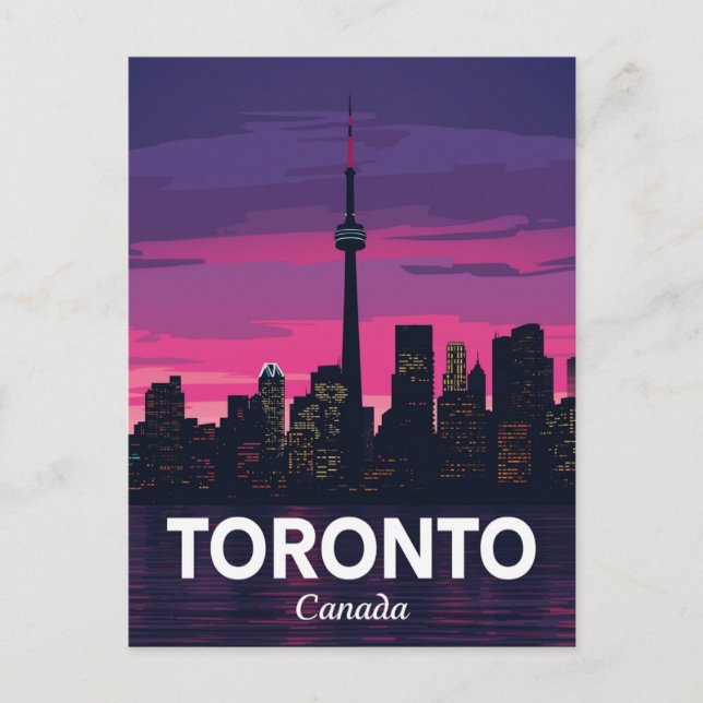 Toronto City Tower Siluett Solnedgång Vykort (Framsida)