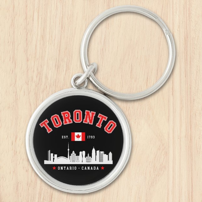 Toronto Cityscape, Canada Rund Silverfärgad Nyckelring (Skapare uppladdad)