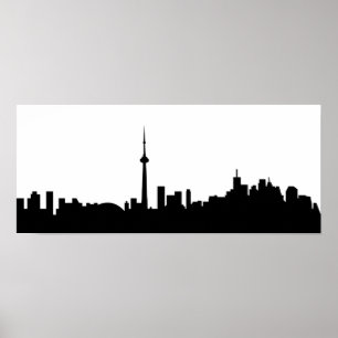 Toronto cityscape canada Stadssymbol svart silhoue Poster