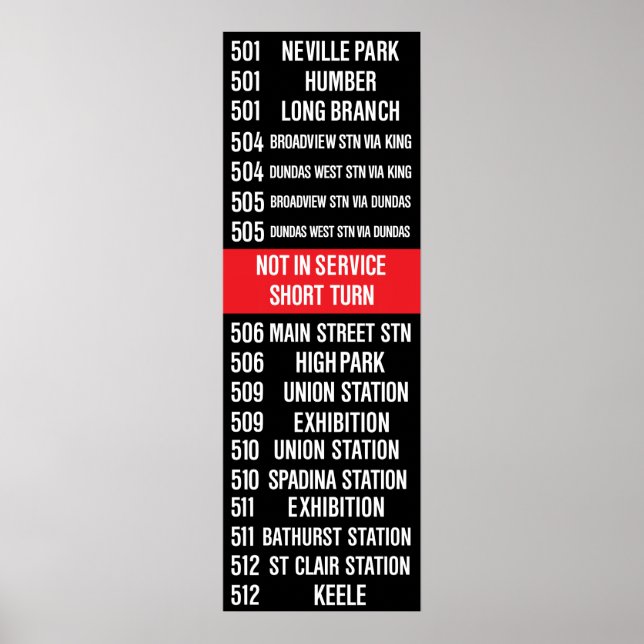 Toronto CLRV/ALRV Streetcar Rollsign Poster (Framsidan)