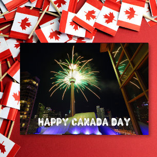 Toronto CN Torn Fireworks Lycklig Canada Day Kort