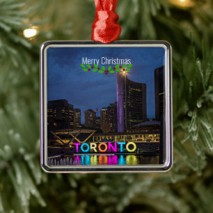 Toronto Colorful Skyline Julgransprydnad Metall