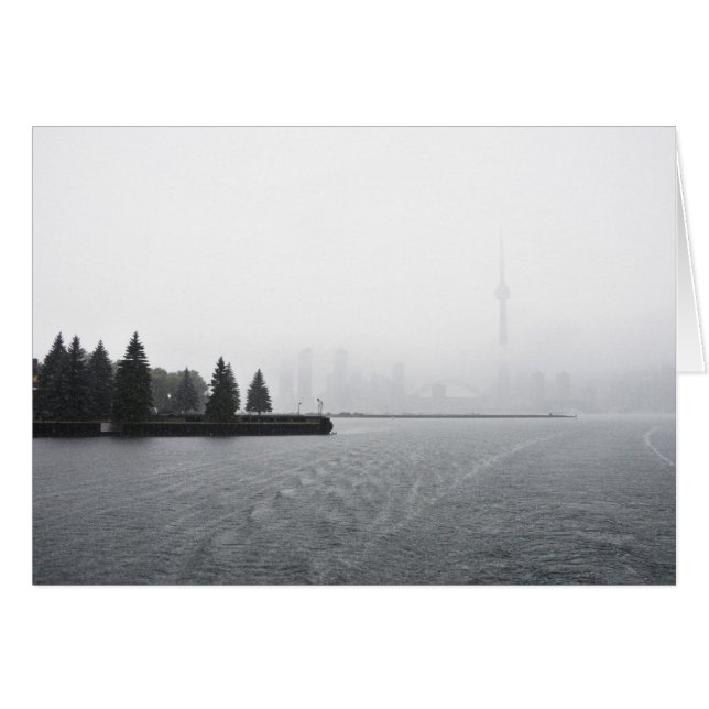 Toronto Harbour Skyline i Rain Hälsningskort (Framsidan Horizontal)