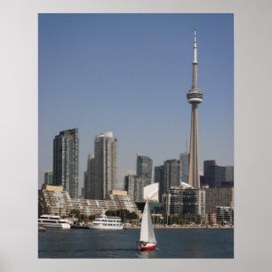 Toronto Harbour Skyline med Red Boat Poster