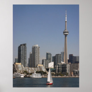 Toronto Harbour Skyline med Red Boat Poster