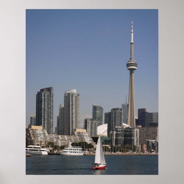 Toronto Harbour Skyline med Red Boat Poster (Framsidan)