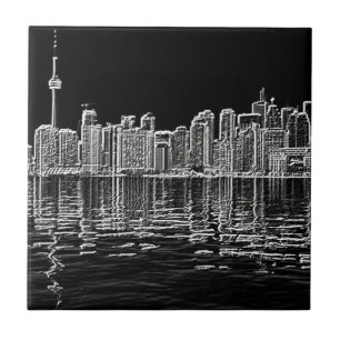 Toronto horisont i svartvitt kakelplatta