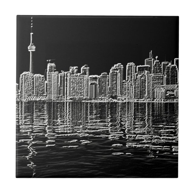 Toronto horisont i svartvitt kakelplatta (Framsidan)