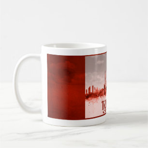 Toronto horisont med röd grunge kaffemugg