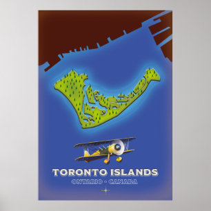 Toronto Islands, Ontario, Kanada karta Poster