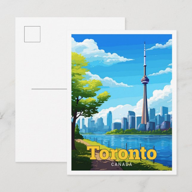 Toronto Kanada Resa Vintage Illustration Vykort (Fram/baksida)