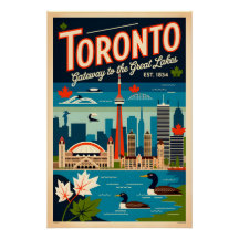 Toronto Kanada Retro Resemålning Affisch Konst