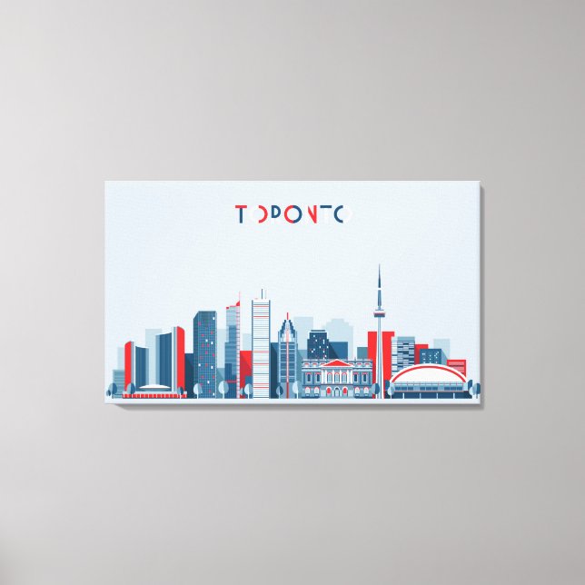 Toronto, Kanada | Röd, vit och blå Skyline Canvastryck (Framsida)