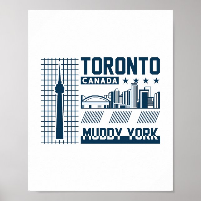 Toronto Kanada Urban Siluett Grafisk Design Poster (Framsidan)