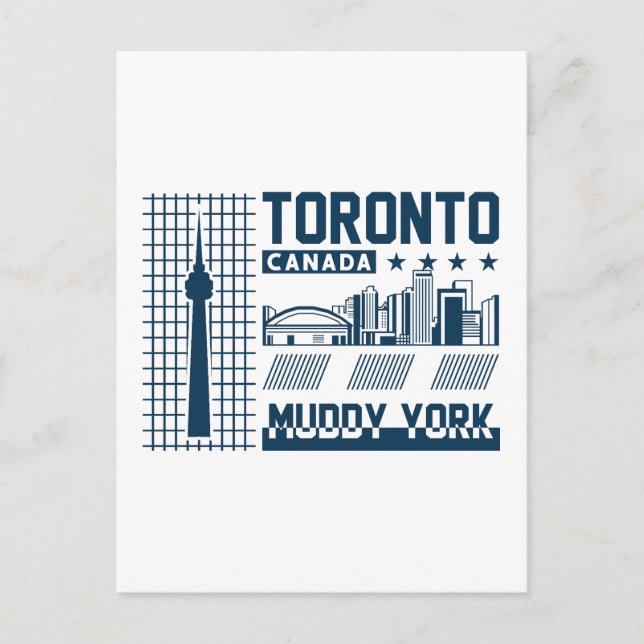 Toronto Kanada Urban Skyline Grafisk Design Vykort (Framsida)