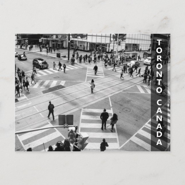 Toronto, Kanada: Yonge-Dundas Intersection in B&W Vykort (Framsida)