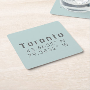 Toronto Latitude & Longitud Underlägg Papper Kvadrat