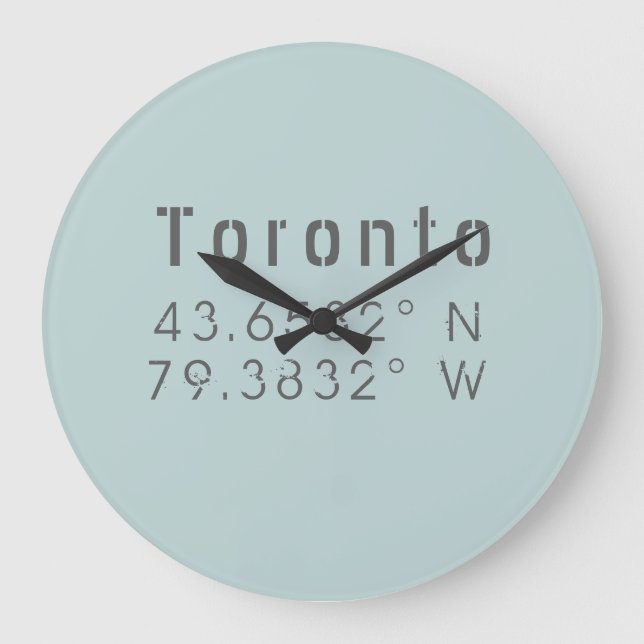 Toronto Latitude Longitud-väggklocka Stor Klocka (Framsida)