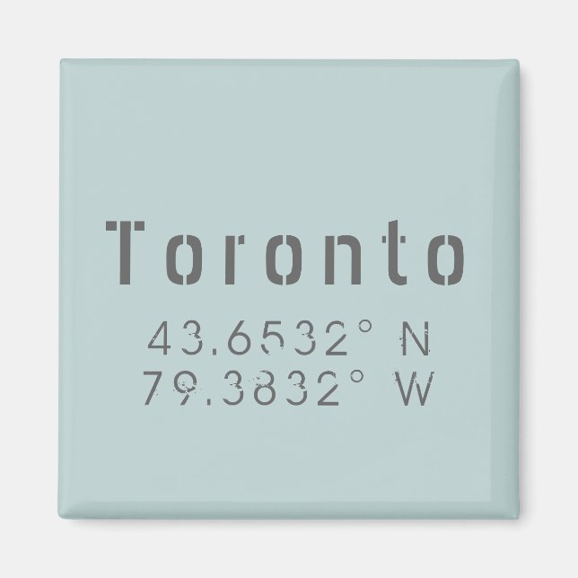 Toronto Latitude och longitud Magnet (Framsidan)