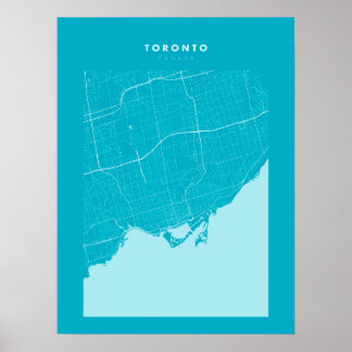 Toronto Light Blue City Karta Poster
