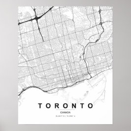 Toronto-minimalistkart (svart & vitt) poster